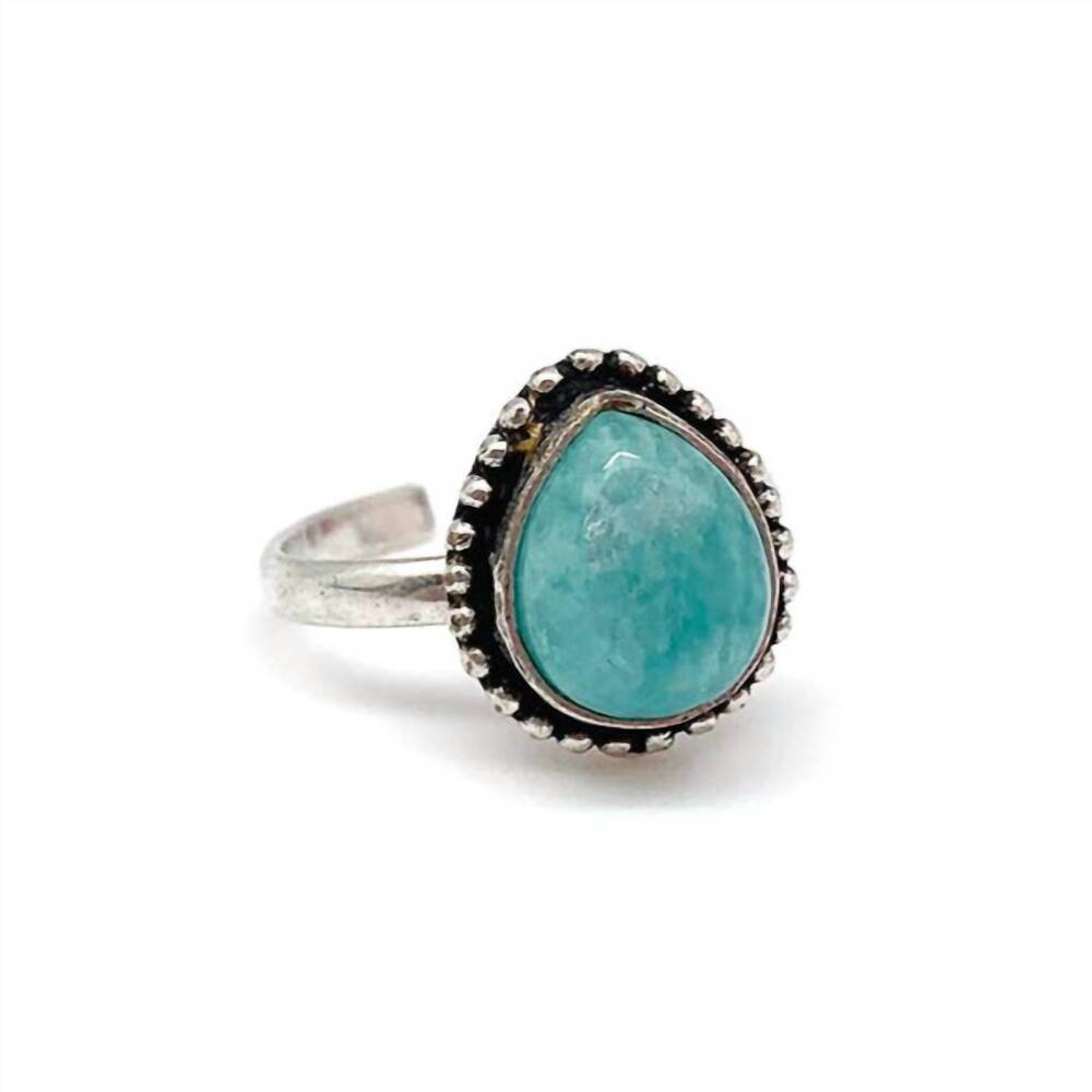 NEW ANJU women's amazonite stone ring in blue/green
